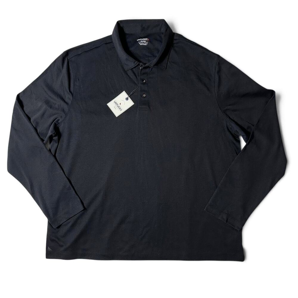 UNTUCKit Damaschino Long Sleeve Polo Shirt Mens Size XXL Black Supima Cotton NWT